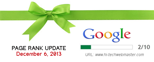 Google Page Rank Update: December 6th 2013